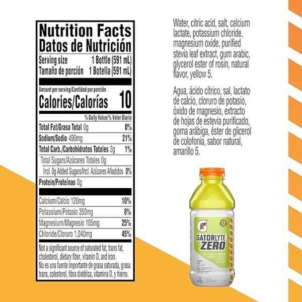 Gatorlyte Zero Lemon Lime 20oz - Image 2