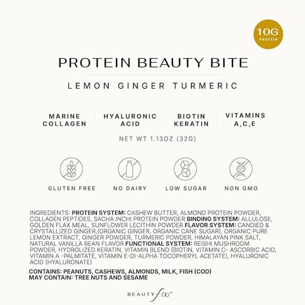 Beauty FX Collagen Protein Bars – Lemon Ginger Turmeric – 12 Pack - Image 2