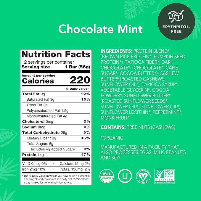 ALOHA Protein Bars Chocolate Mint – 12 Pack - Image 2