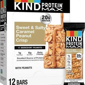 KIND Protein MAX Bars – Caramel Peanut Crisp – 12 Count