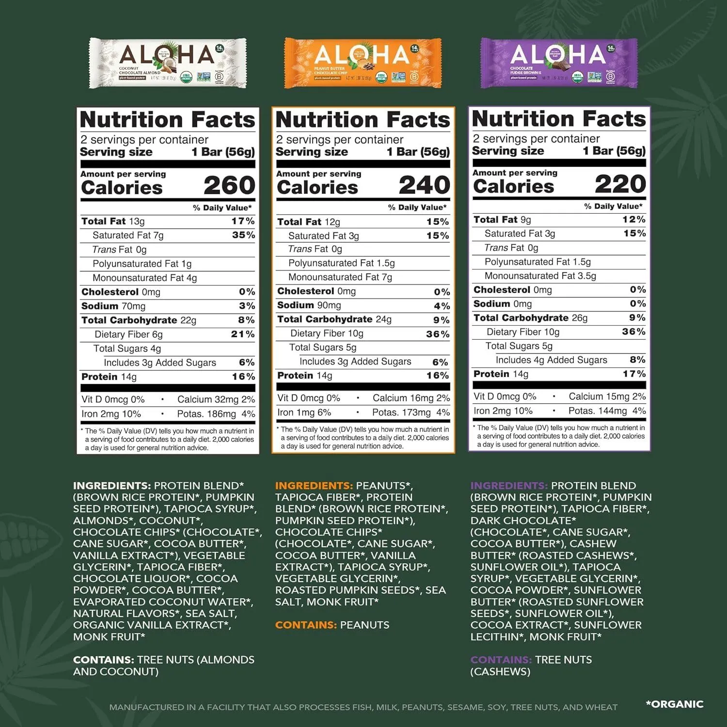 ALOHA Organic Protein Bars Variety Pack - Image 2