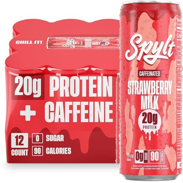 High Protein Strawberry Milk with Caffeine – 12 Pack