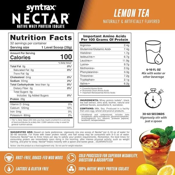 Whey Protein Isolate, Lemon Tea - Image 4
