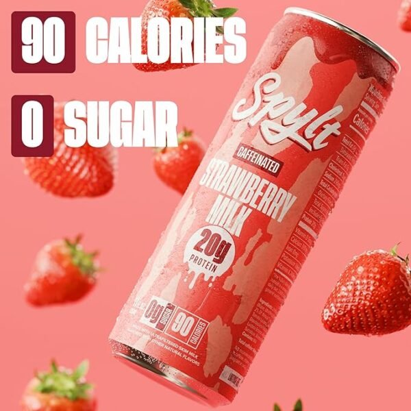 High Protein Strawberry Milk with Caffeine – 12 Pack - Image 2
