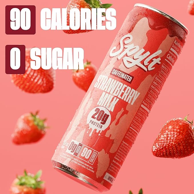High Protein Strawberry Milk with Caffeine – 12 Pack - Image 2